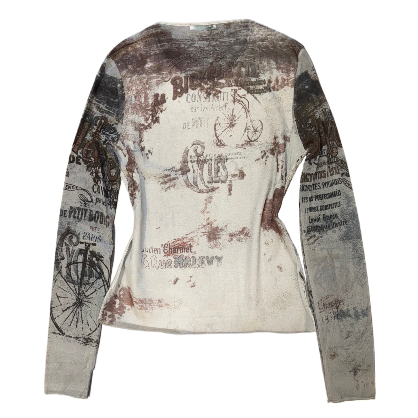 Louise grey graphic mesh long sleeve￼