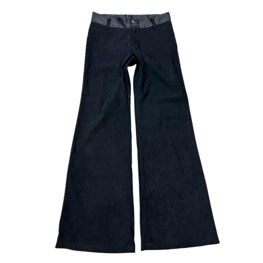 Black wide-leg suede pants