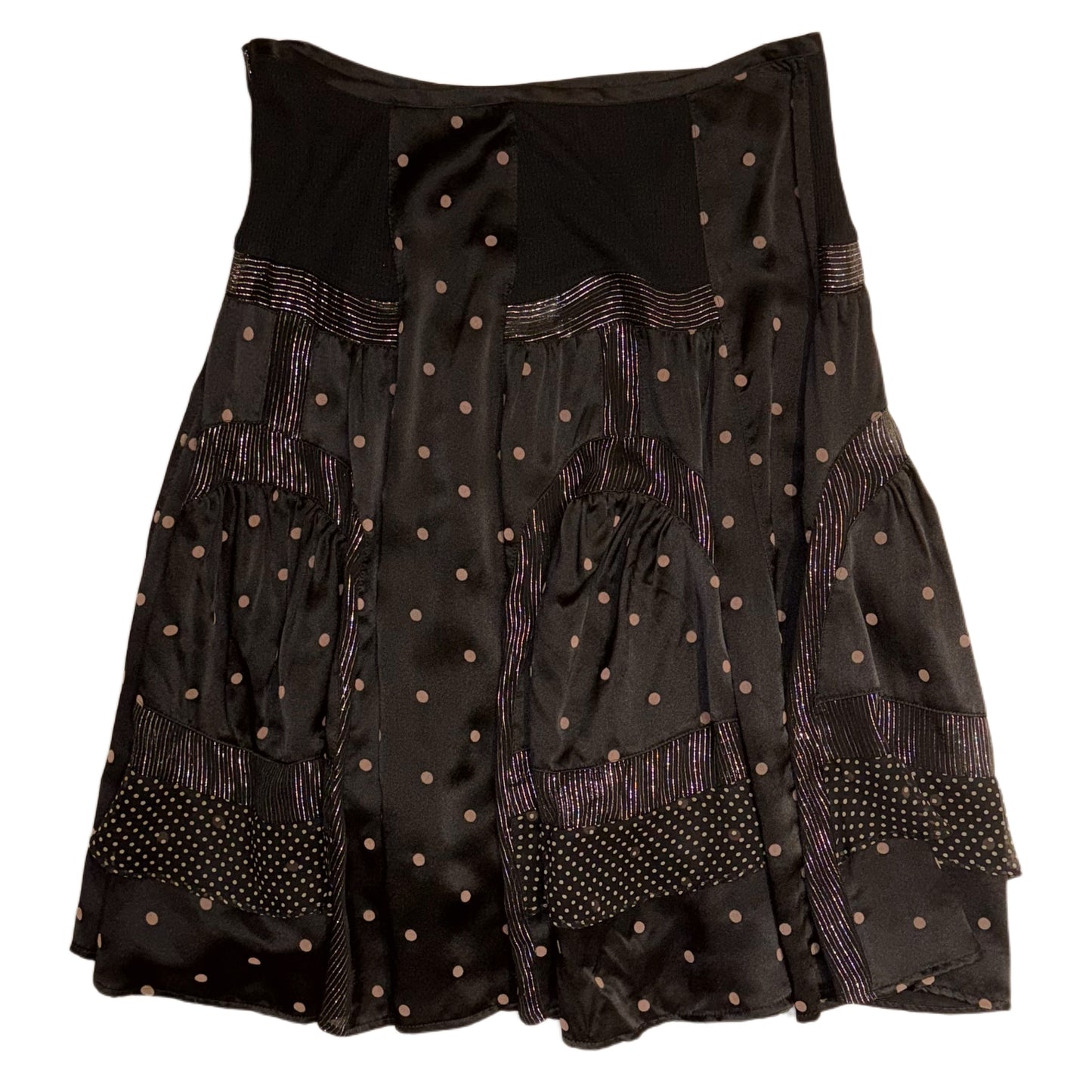 Polka dot patchwork silk skirt