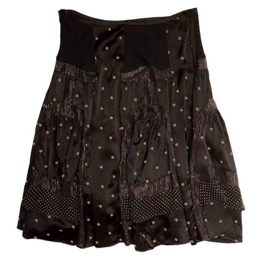 Polka dot patchwork silk skirt