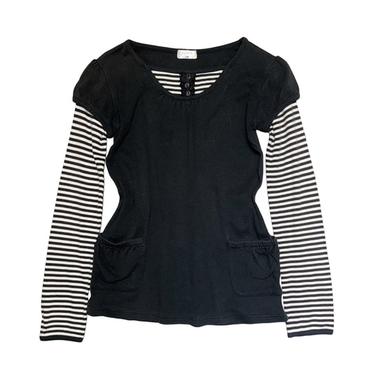 Black stripes layered long sleeves