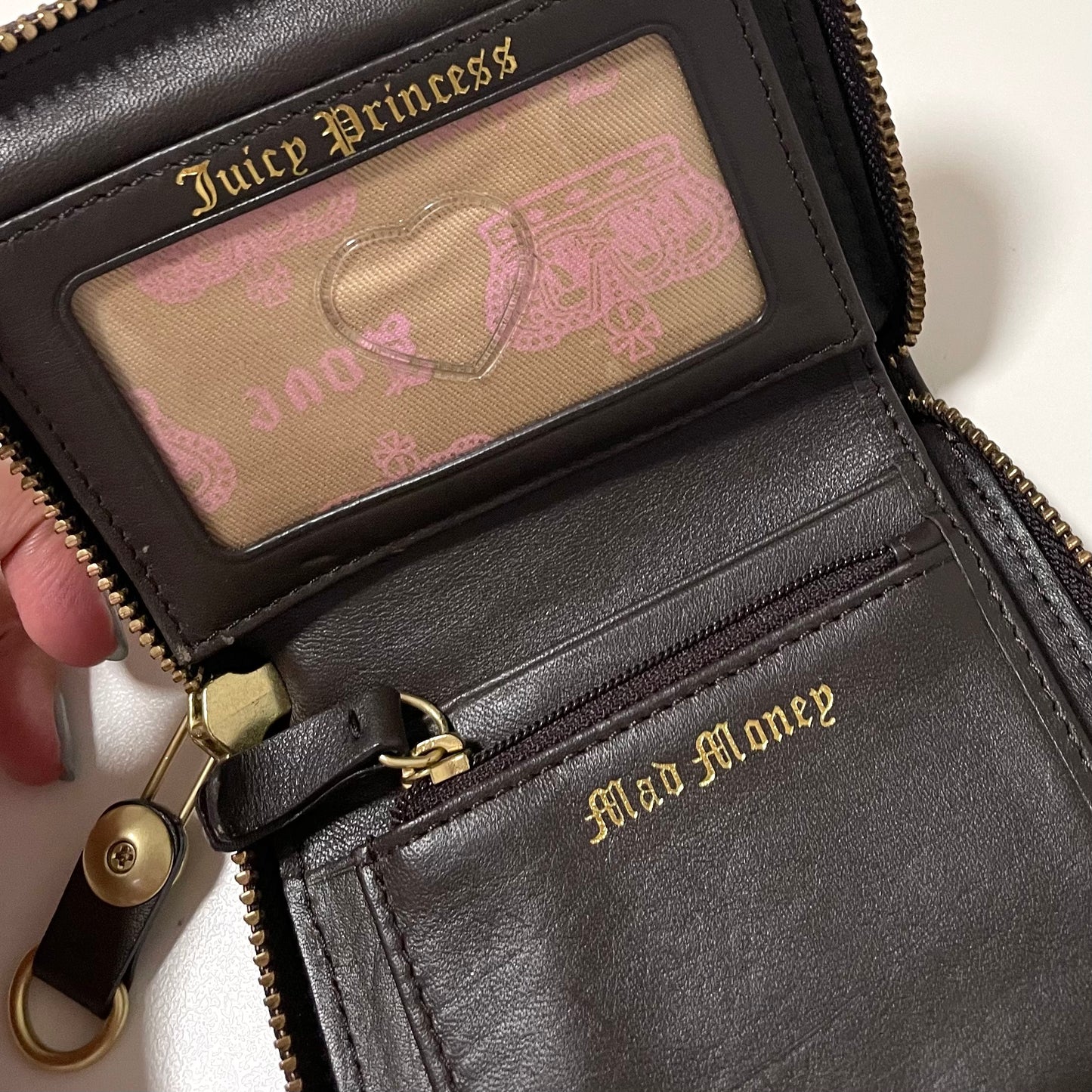 Juicy Courure dirty pink brown leather wallet