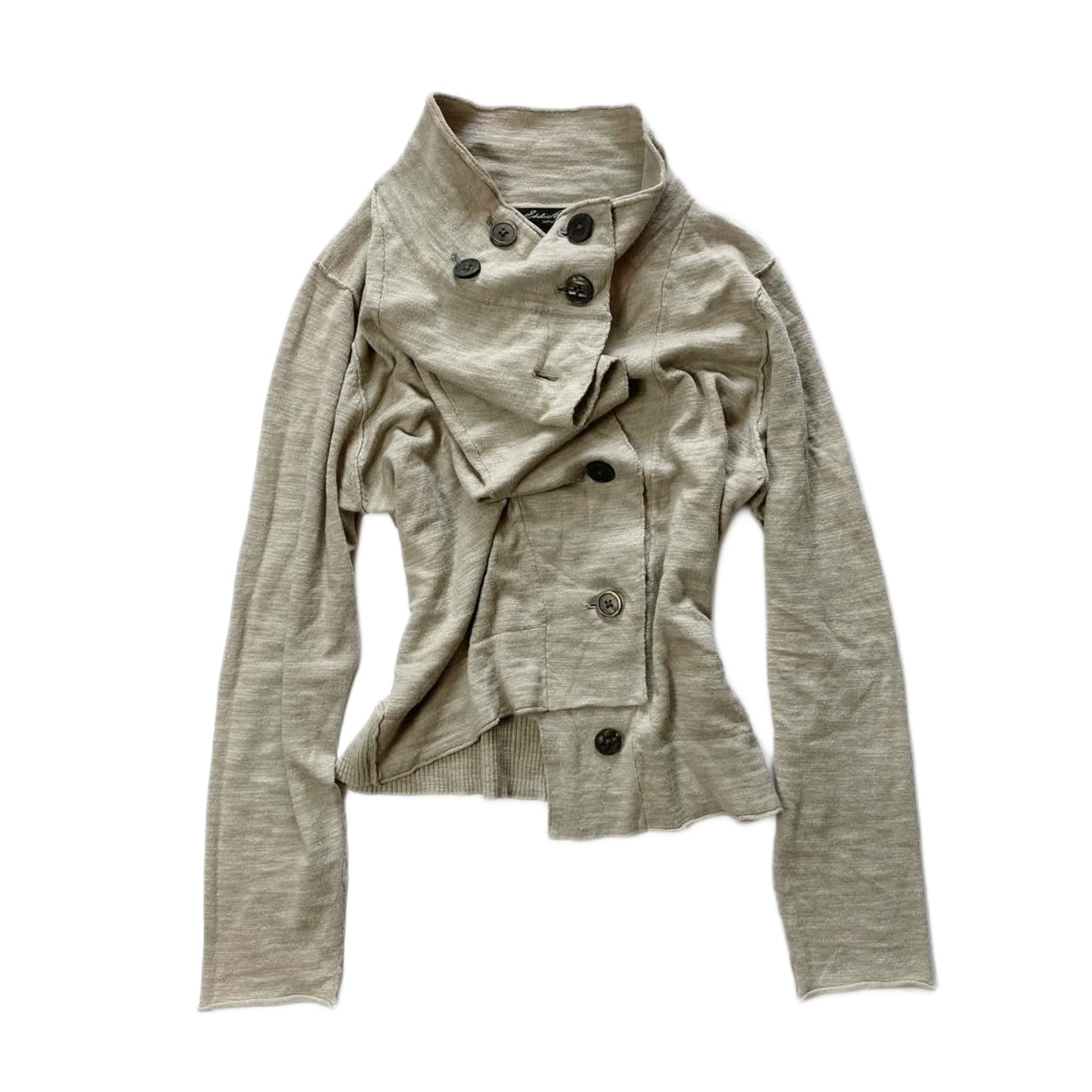 Beige buttons pleated jacket