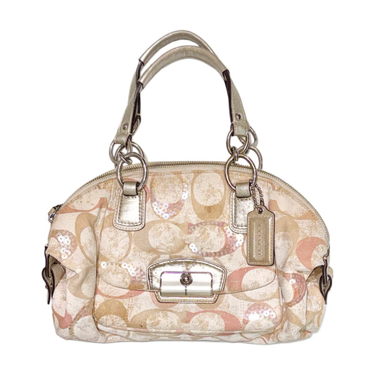 Coach beige pink embroidered 2way bag