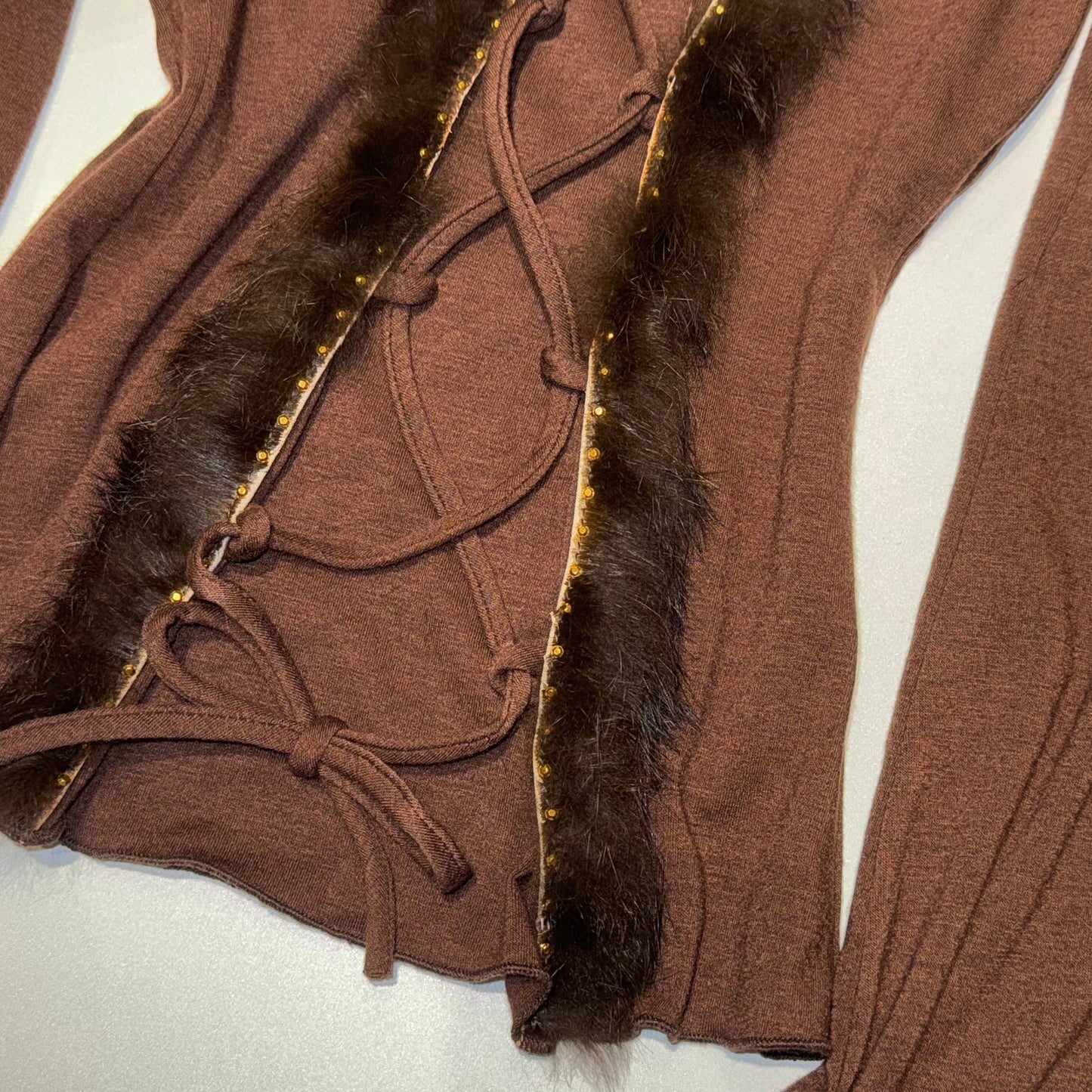 Brown fur trim long sleeve