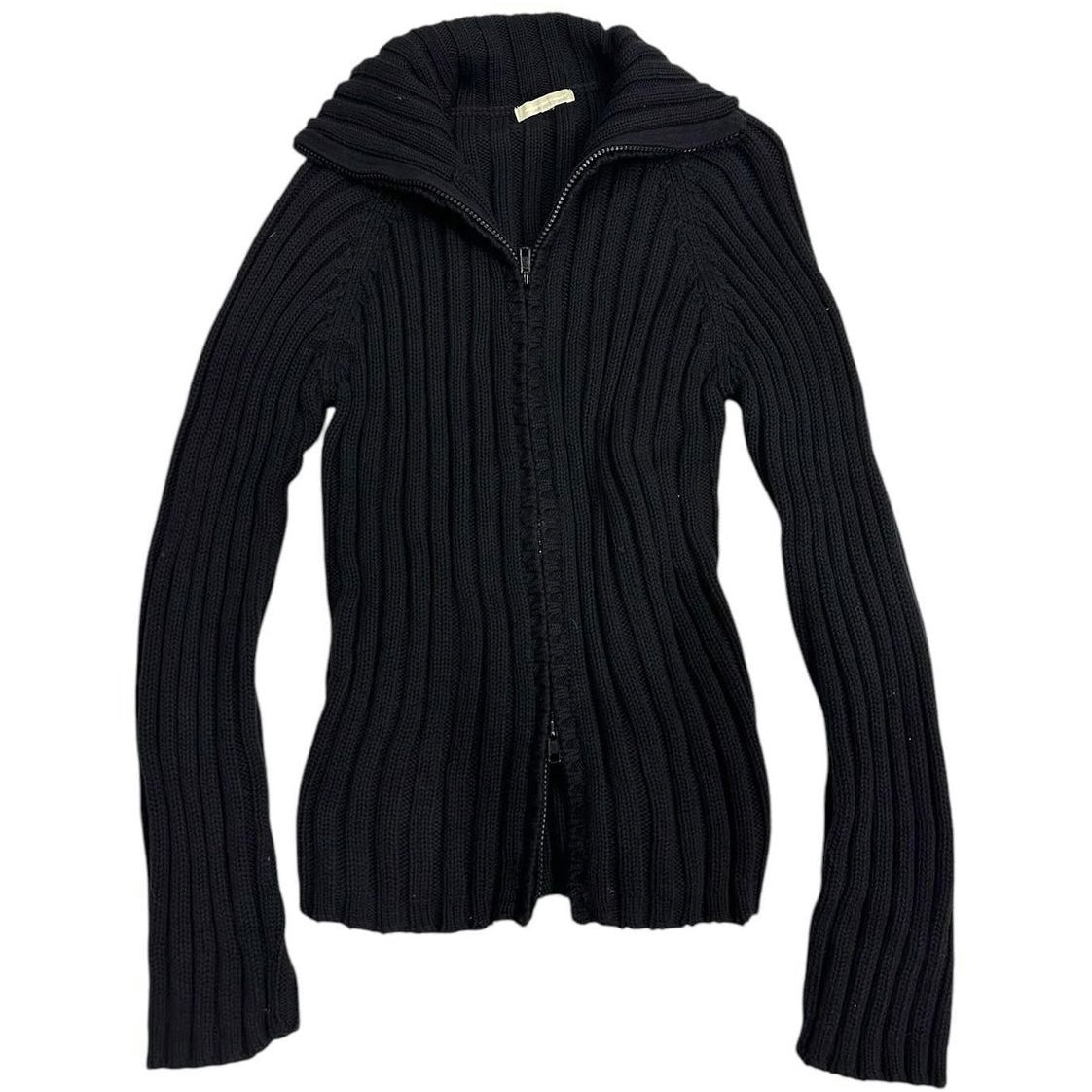 Double zips black knit jacket