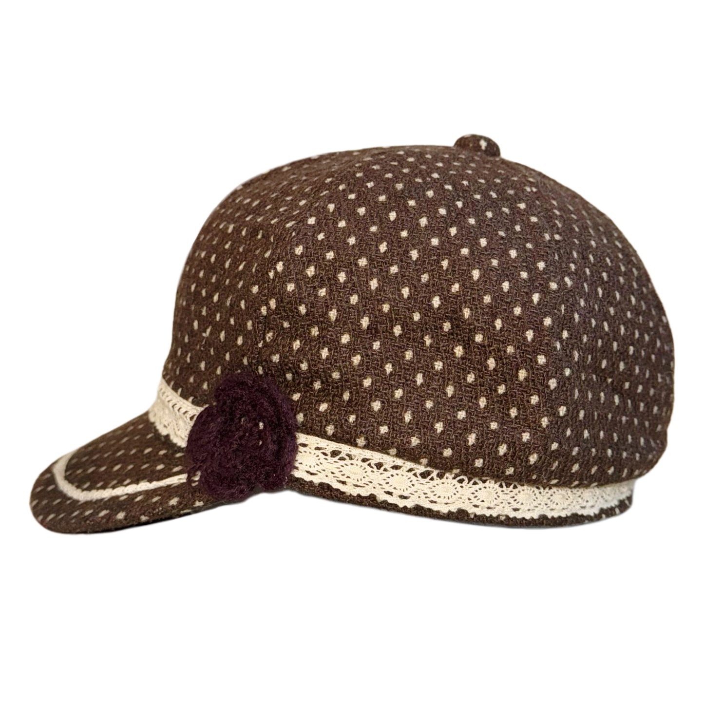 Polka dot lace trim hat