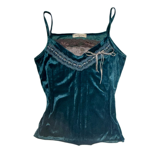 Blue velvet lace tank