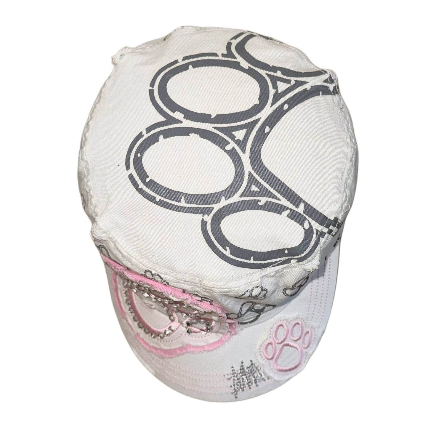 Pink paw white hat