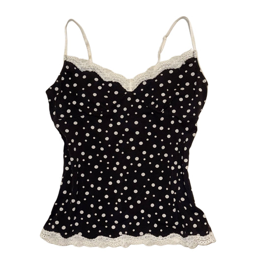Black polka dot lace tank