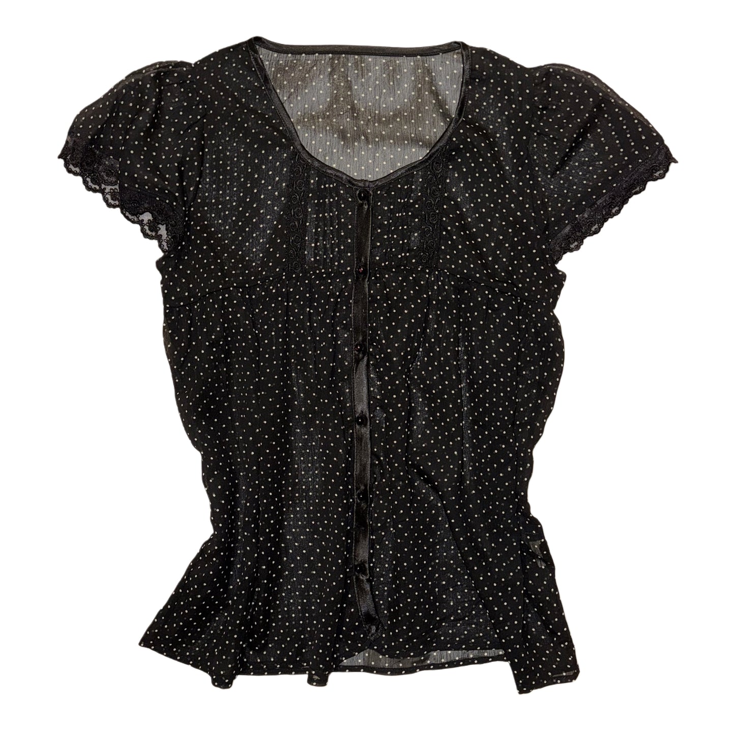 Black polka dot mesh top