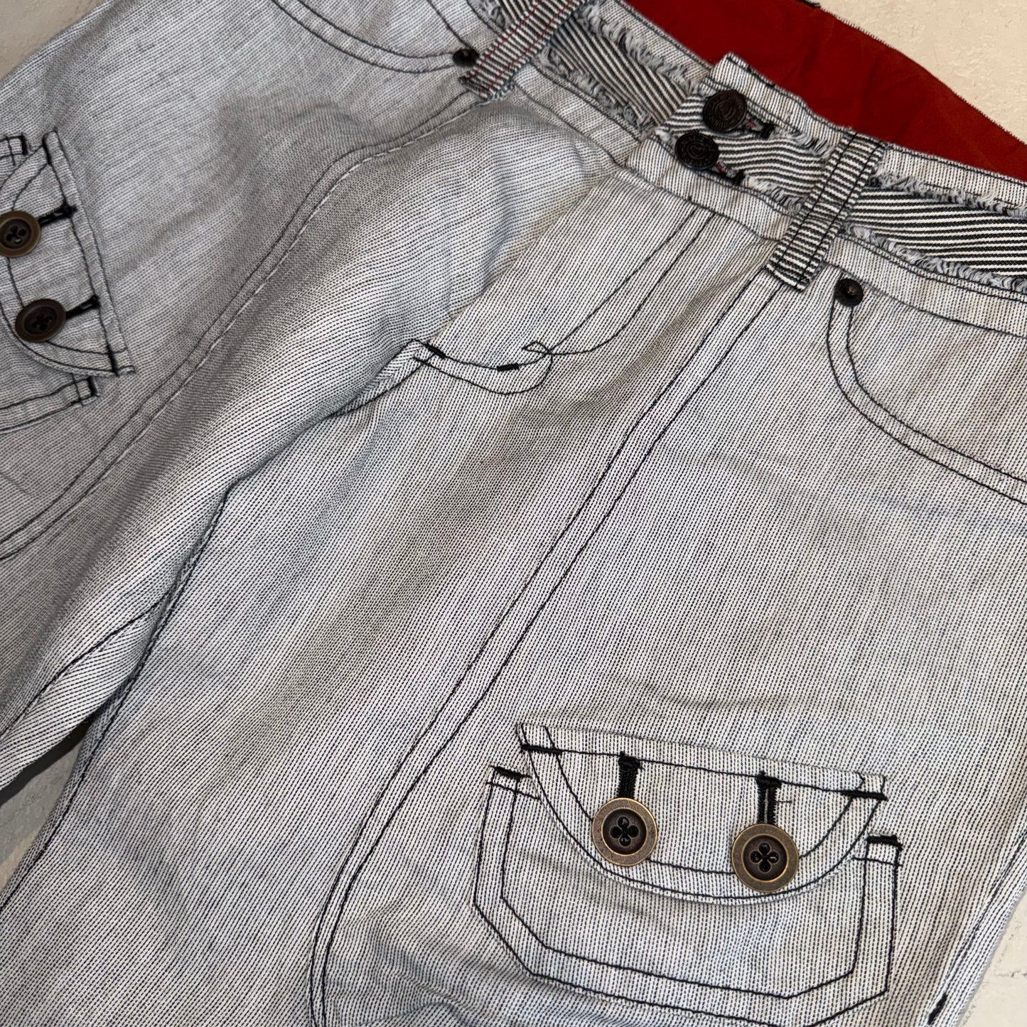 Grey linen wide-leg pants