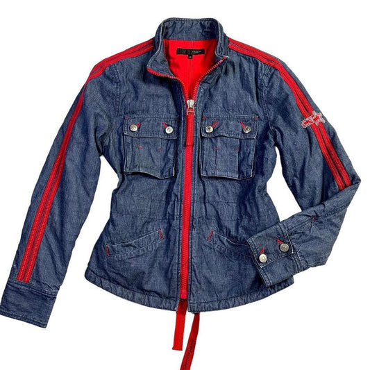 90s denim red ribbon 3m jacket