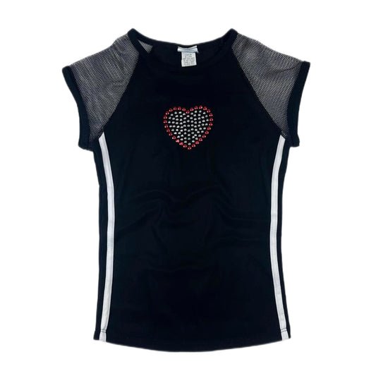 Heart black top with mesh sleeve