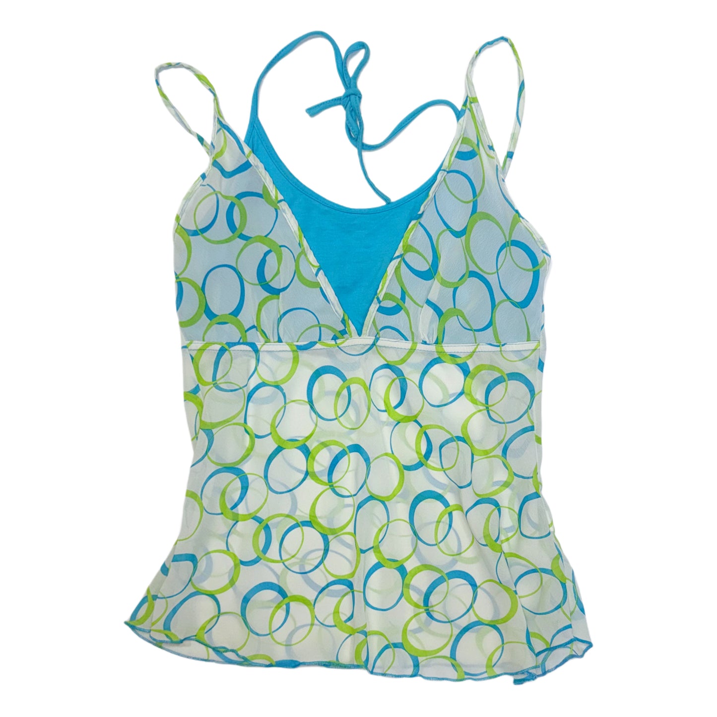 Baby blue green mesh layered cami