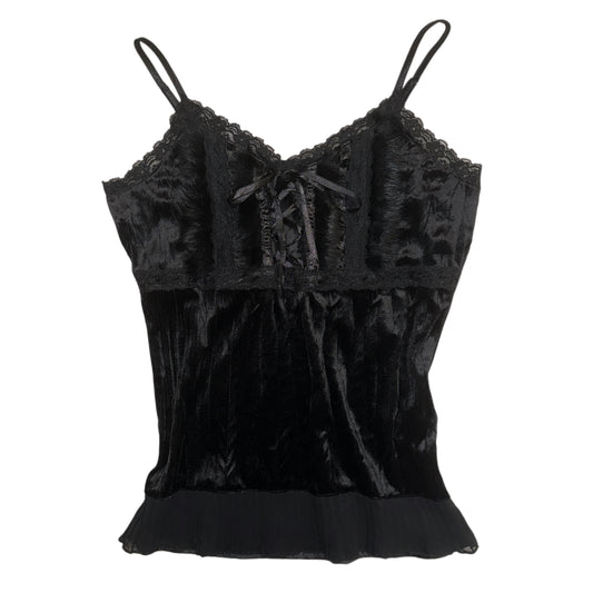 Black lace furry tank
