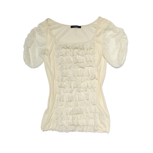 Cream lace sleeve coquette top