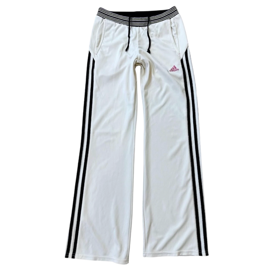 Adidas beige track pants with pink logo