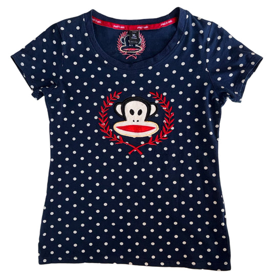 2014 Paul Frank navy polka dot top