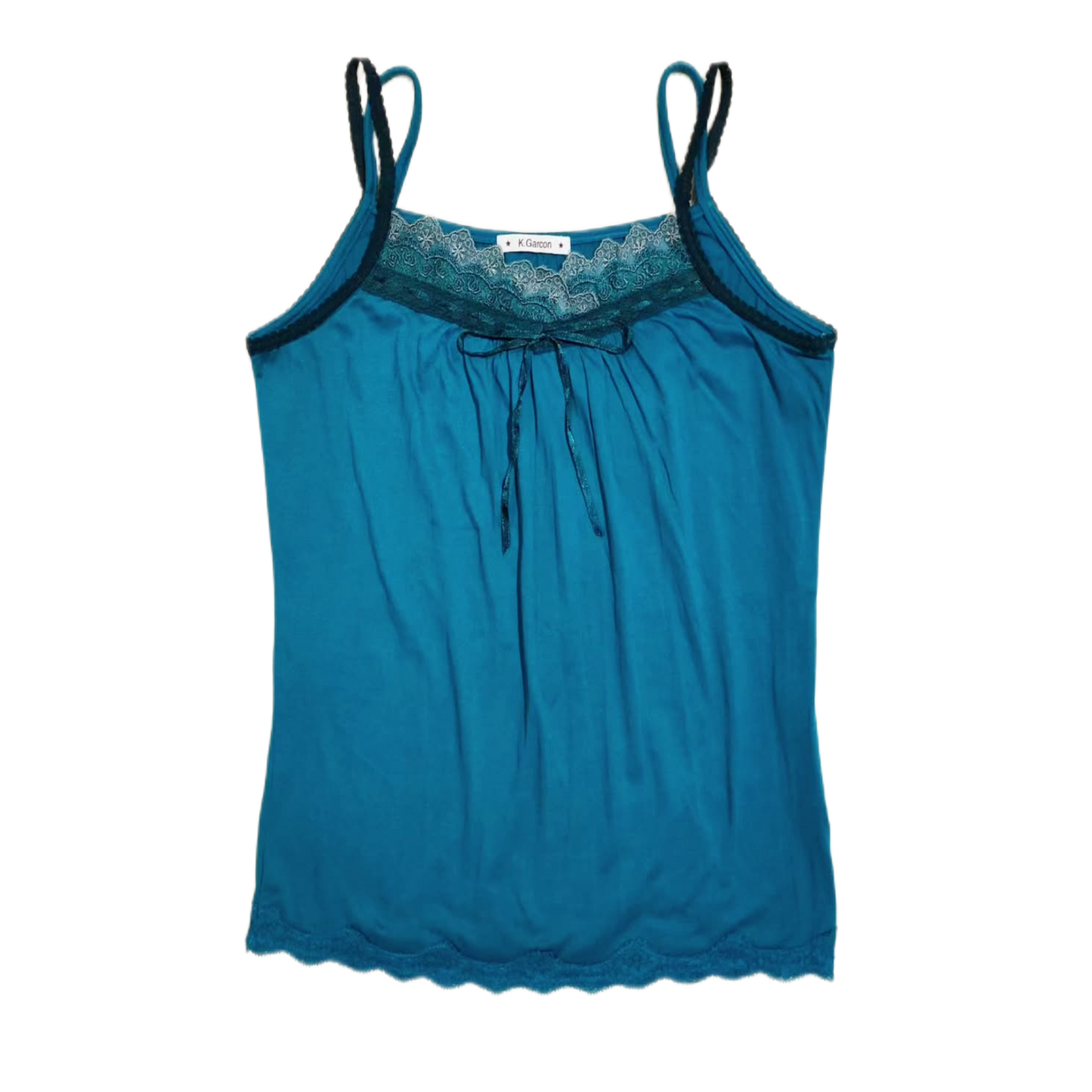 Blue lace cotton tank