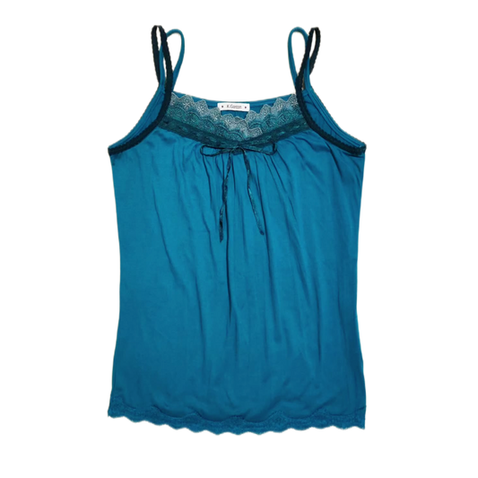 Blue lace cotton tank