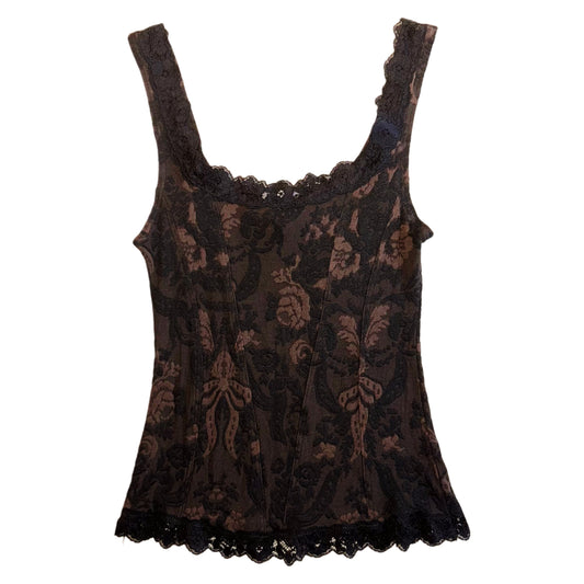 Brown black lace tank