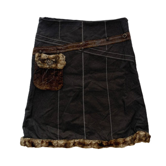 Black furry midi skirt