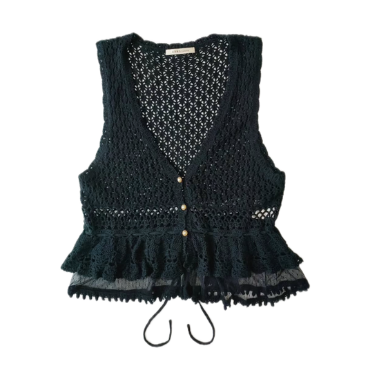 Axes black knitted lace vest