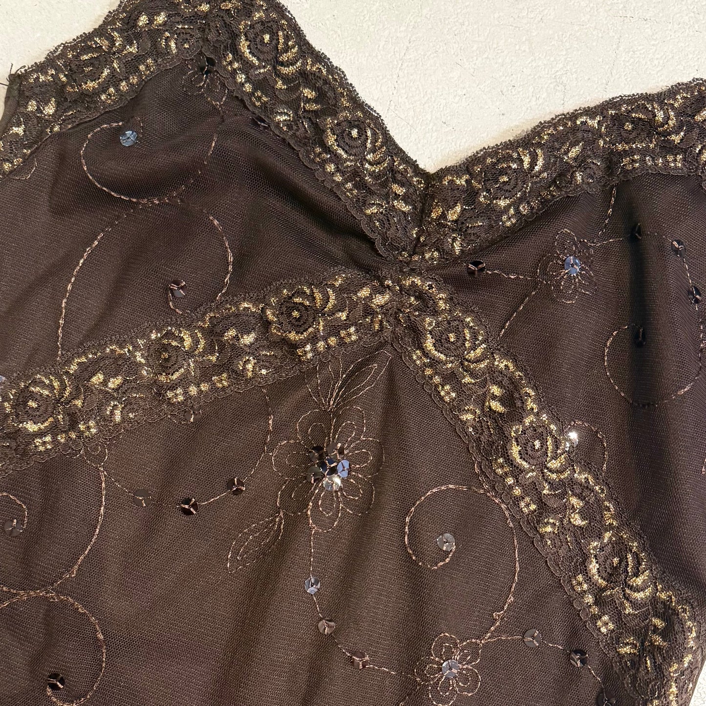 Brown lace cami