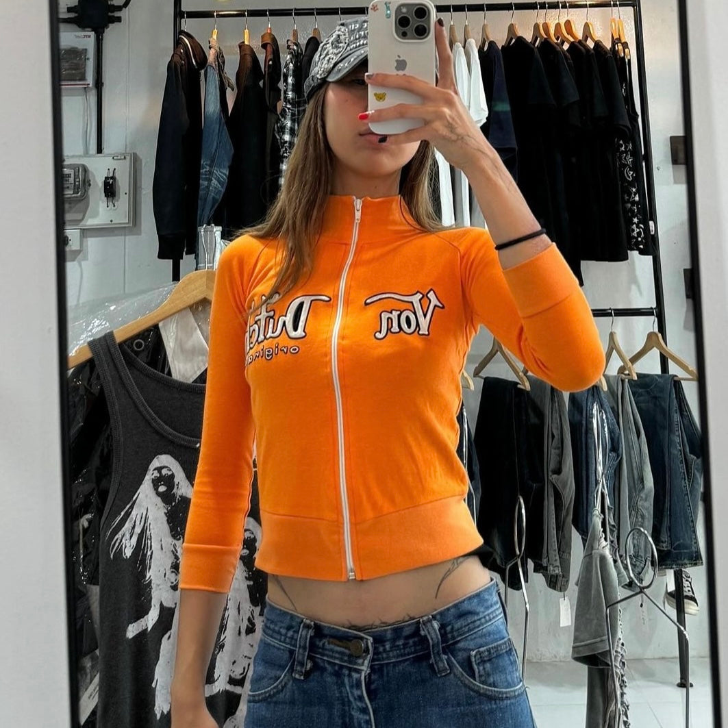 00s Von Dutch orange zip jacket