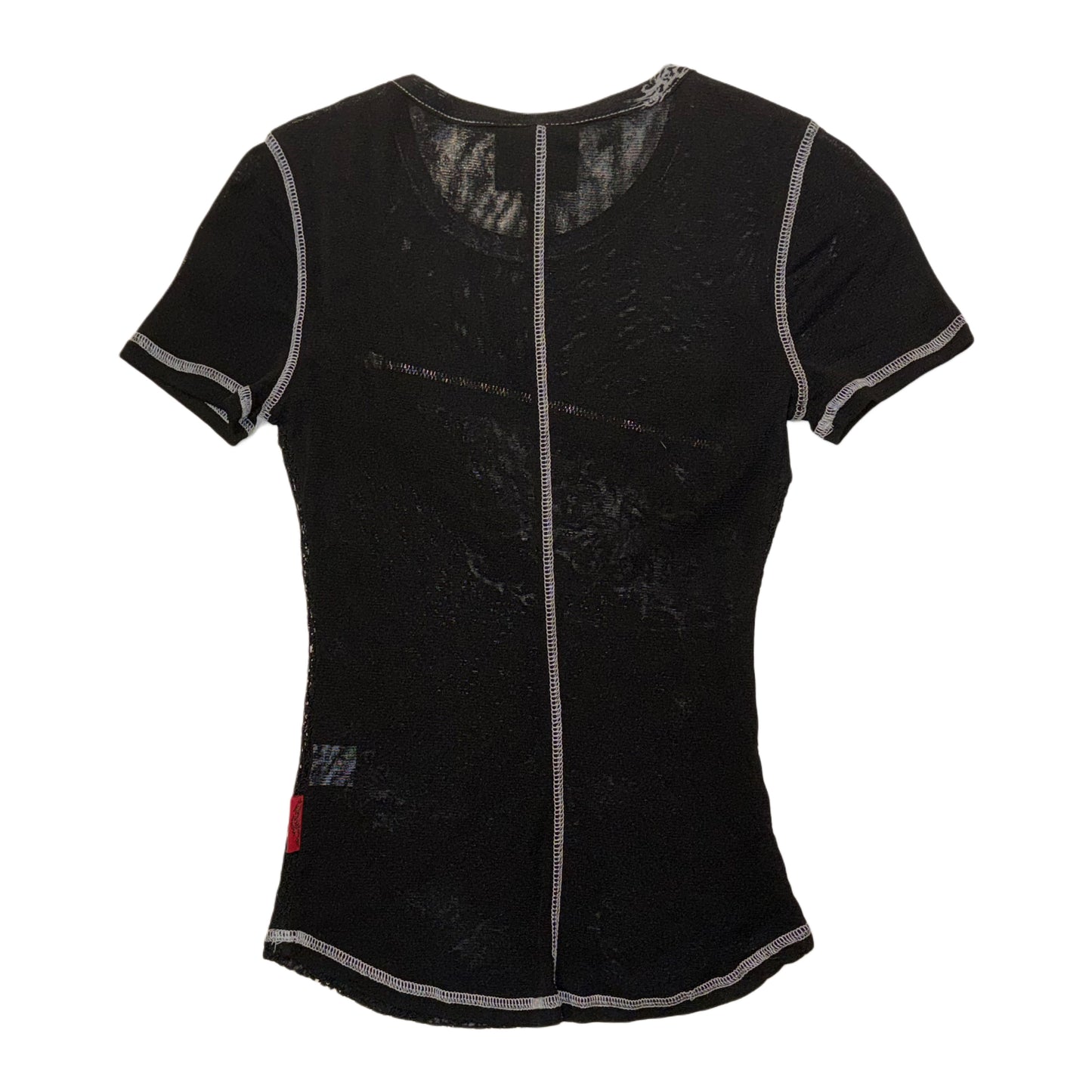 Hikzoh OzzOn black lace mesh layered zipper top
