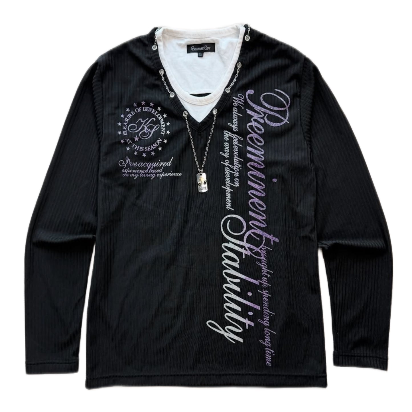 Double layered long sleeve with cross necklace