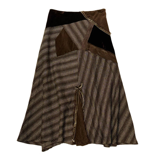 Brown striped patchwork lace dress