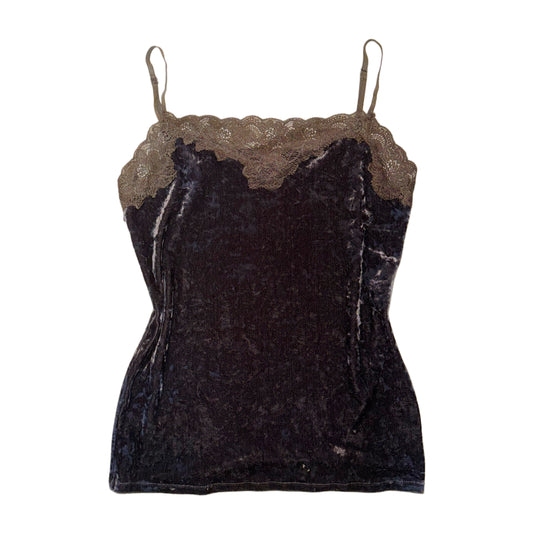 Brown lace velvet tank