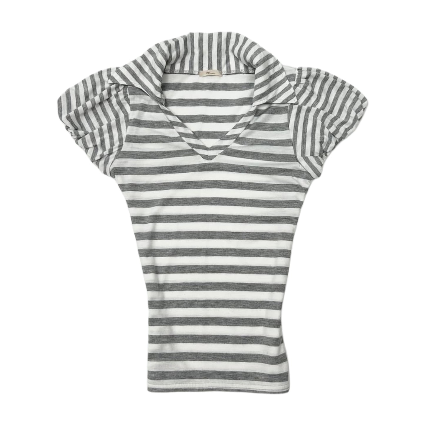 Grey v-neck striped top
