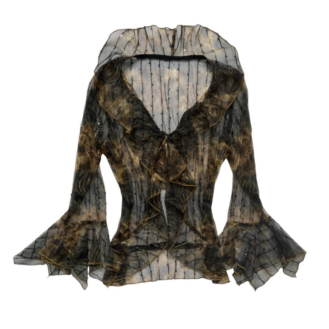Sheer tie-front blouse