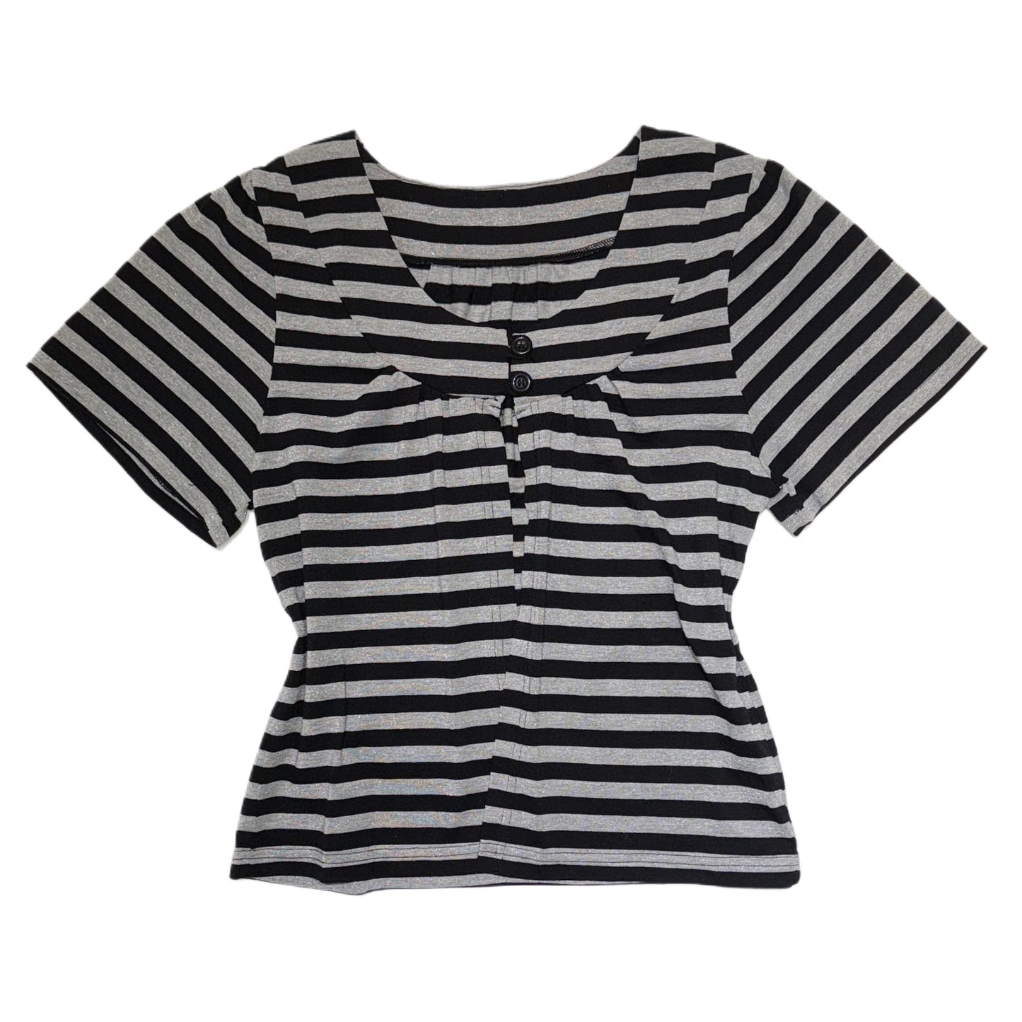 Glittering striped button front top/outer