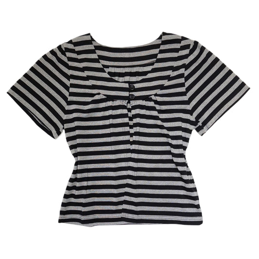 Glittering striped button front top/outer