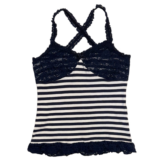 Cecil McBee navy strap lace trim tank