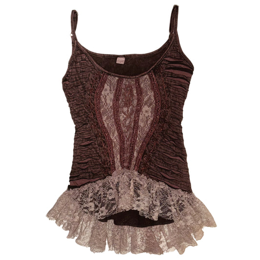 Purple tie dye lace tank