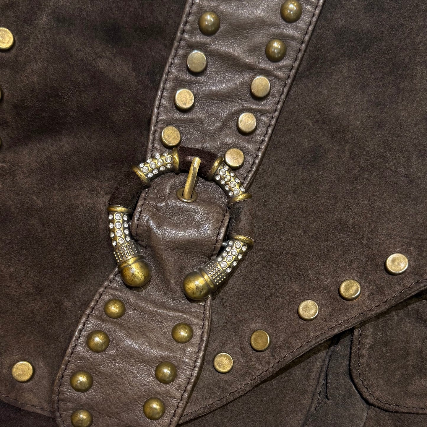 Brown crossbody suede bag