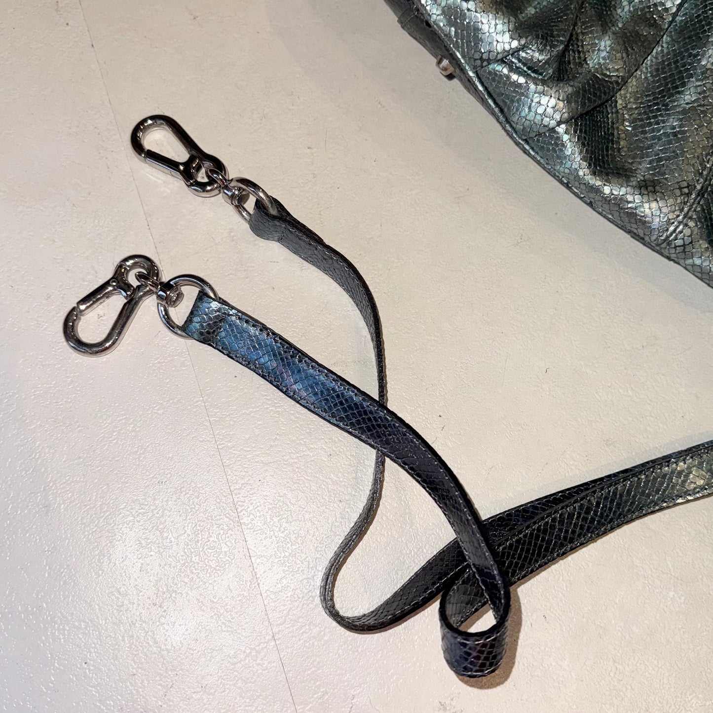 Metallic dragon snakeskin ruched hobo bag/crossbody bag