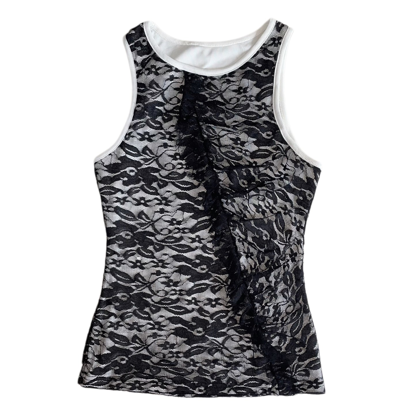 Black lace ruffle top