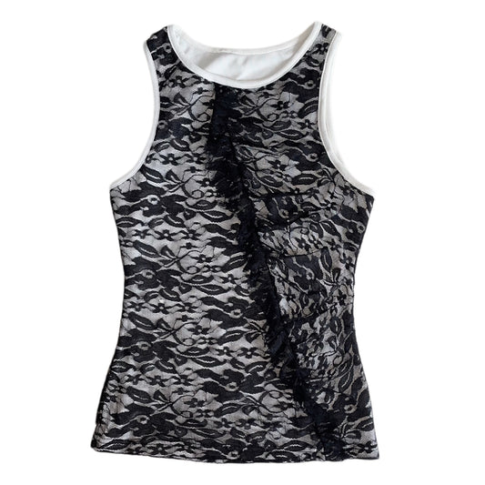 Black lace ruffle top