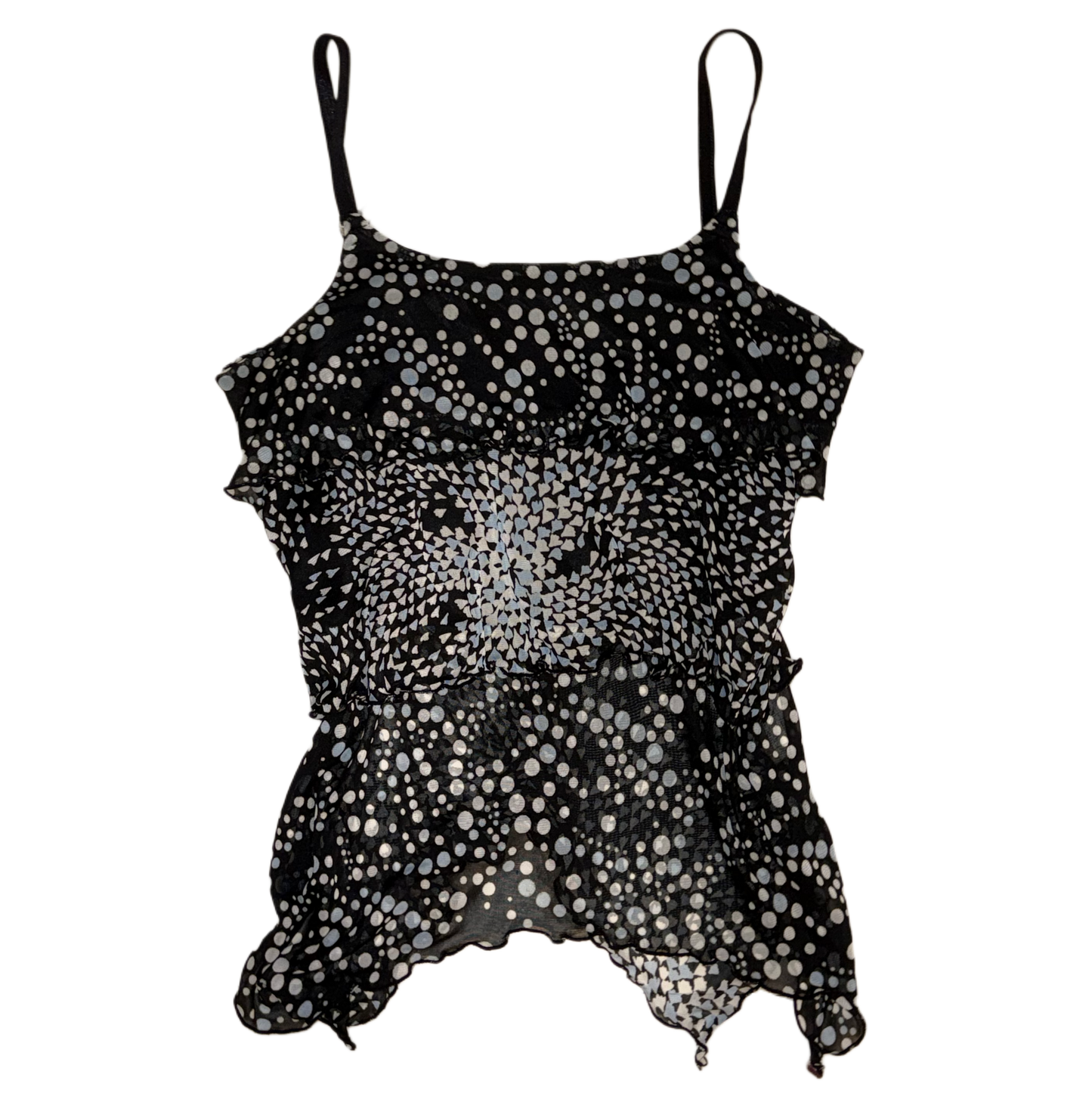 Polka dot layered mesh tank