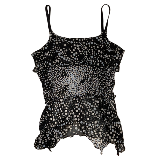 Polka dot layered mesh tank