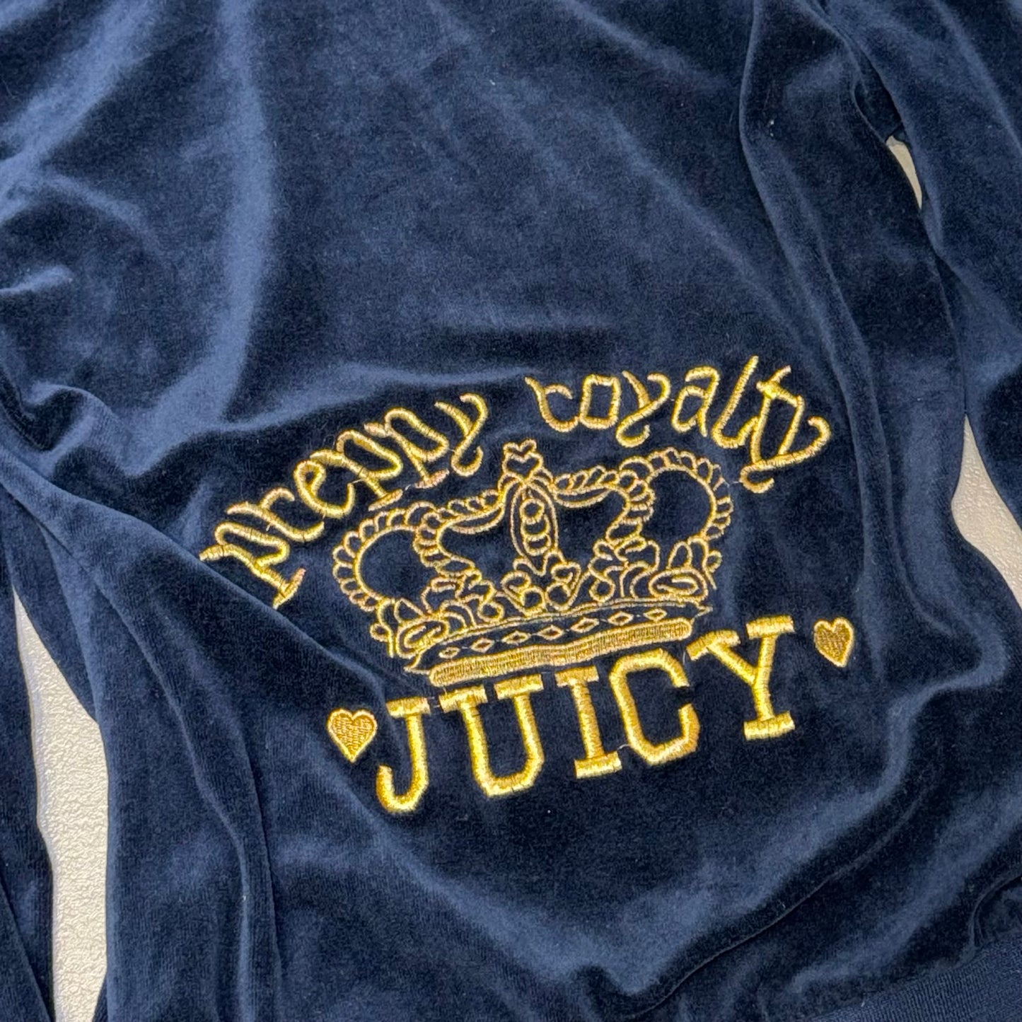 Juicy Couture navy velvet zip hoodie