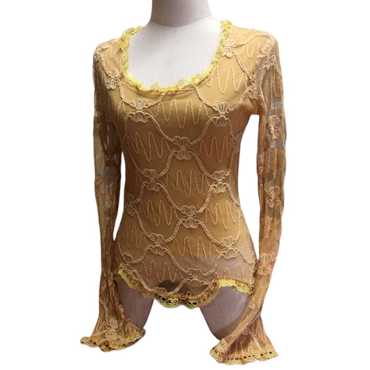 Beige Mud yellow golden mesh long sleeve