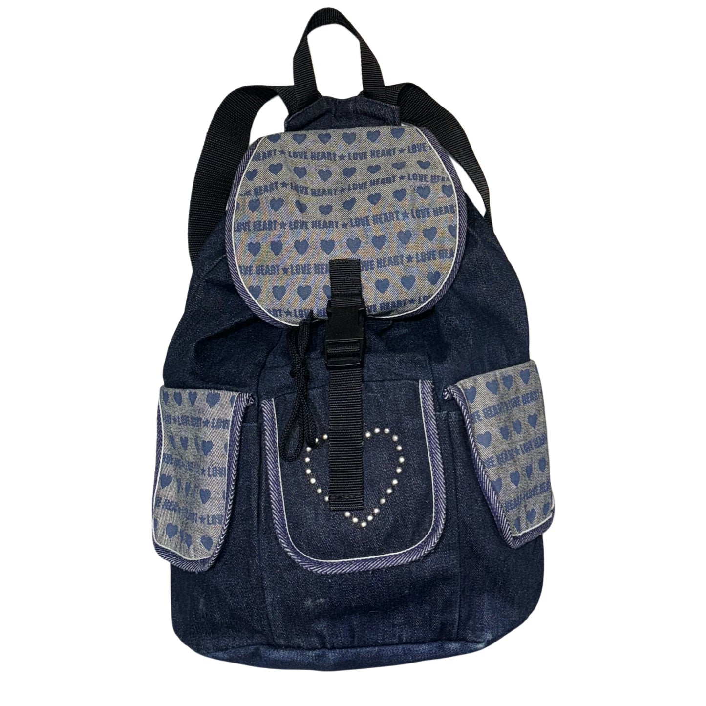Love heart denim backpack