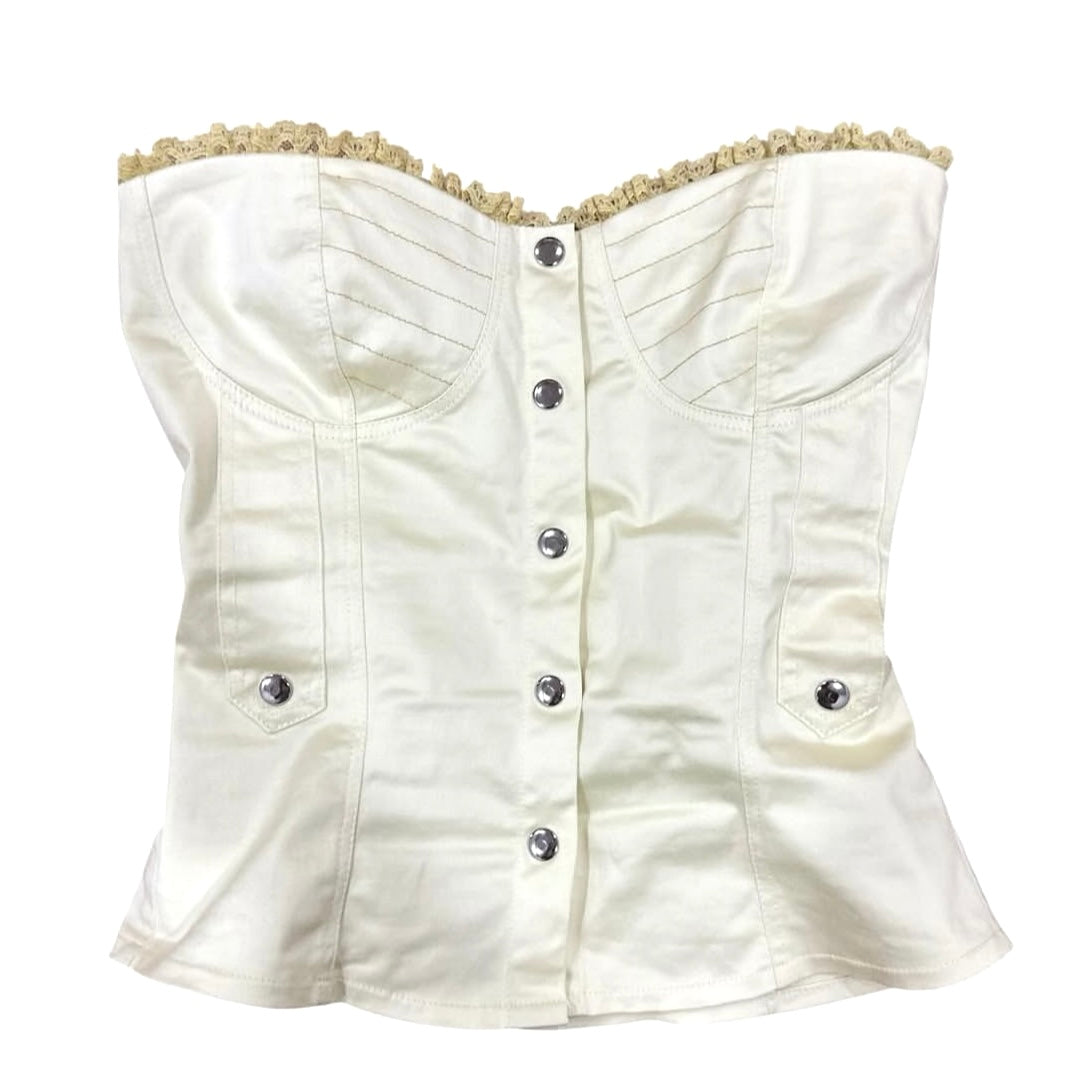 Yellow lace trim corset